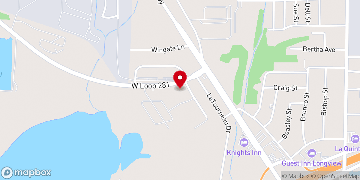 Map showing location of Life Church of Longview