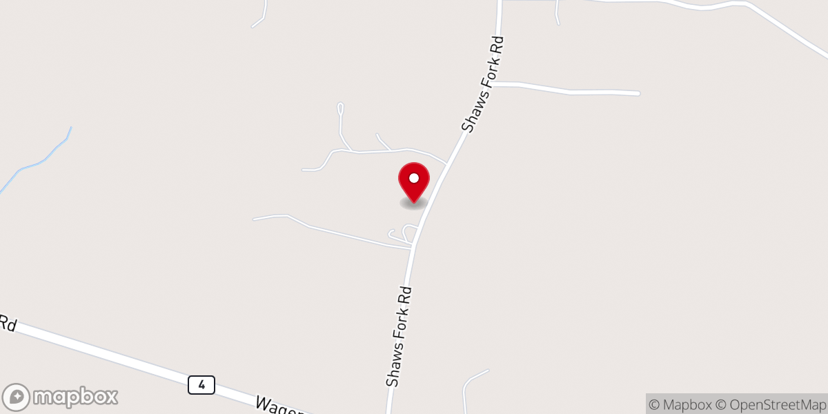 Map showing location of Shaws Fork Baptist Church