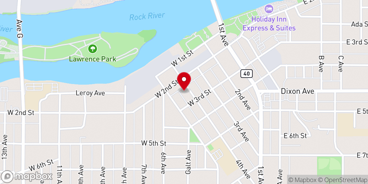 Map showing location of Rock Falls United Methodist