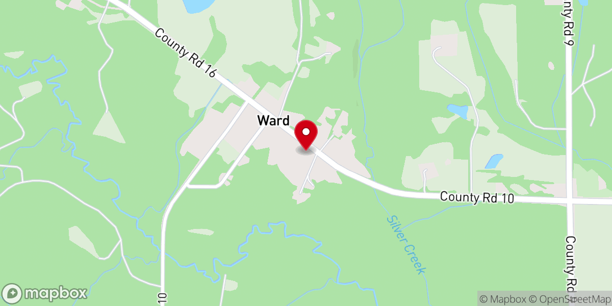 Map showing location of Ward Church