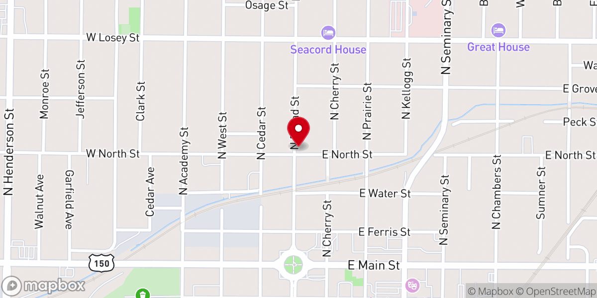 Map showing location of First Christian Church