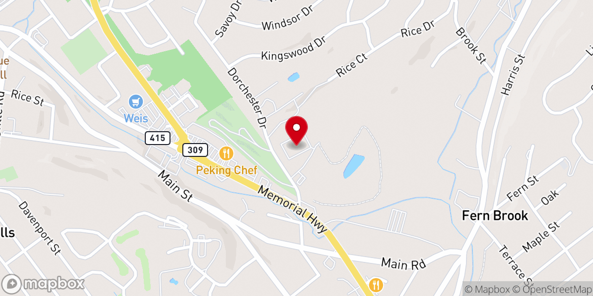 Map showing location of Geisinger Dallas