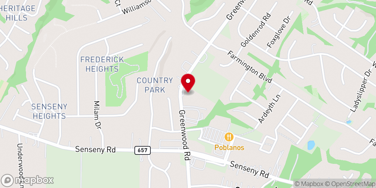 Map showing location of Greenwood Baptist Church