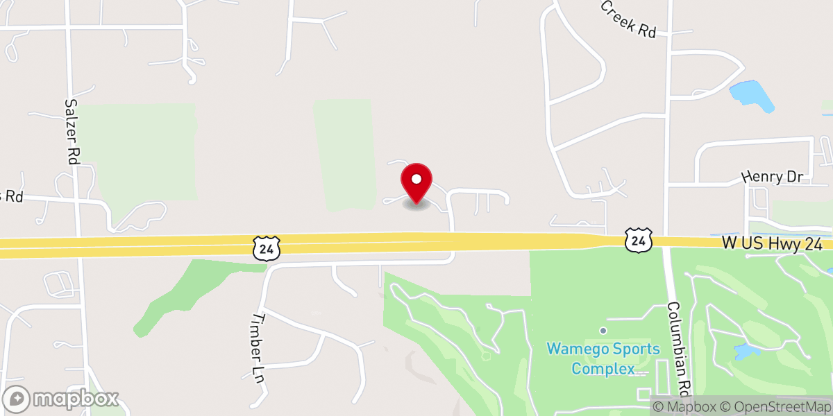 Map showing location of Wamego Family Worship Center