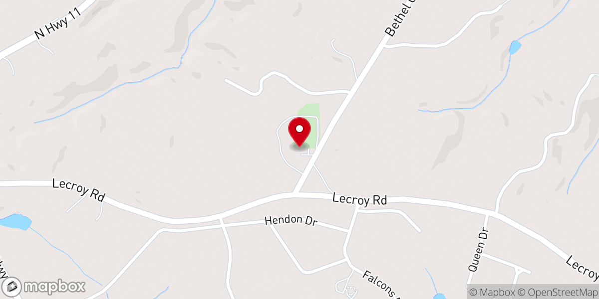 Map showing location of Bethel Church