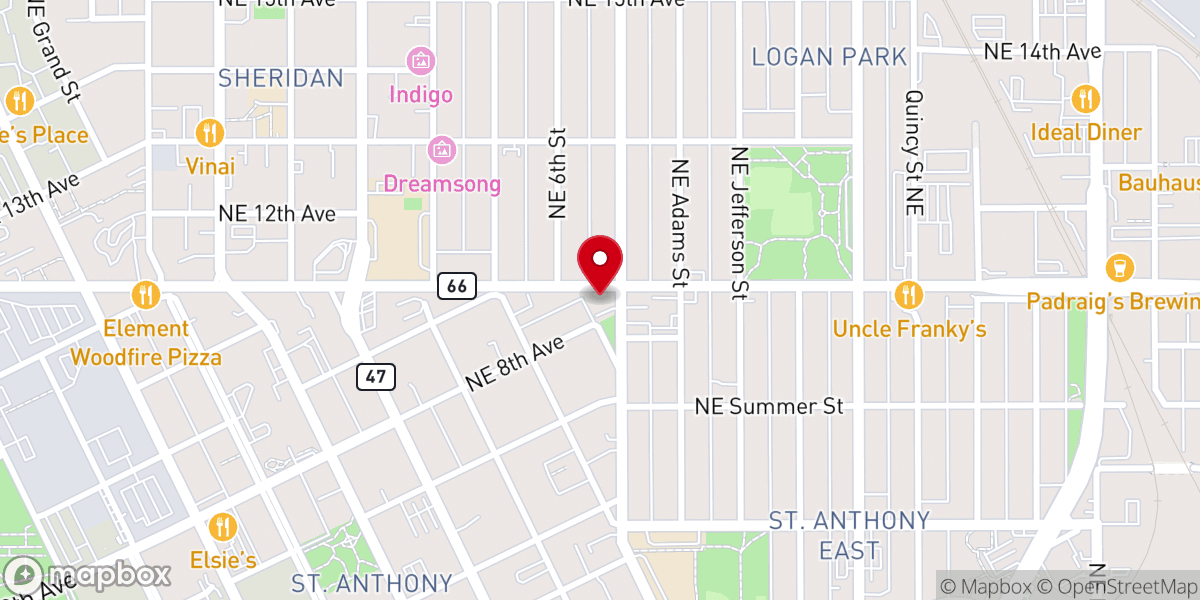 Map showing location of St. John's Lutheran Church