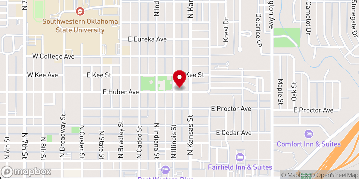 Map showing location of Weatherford Missionary Baptist Church