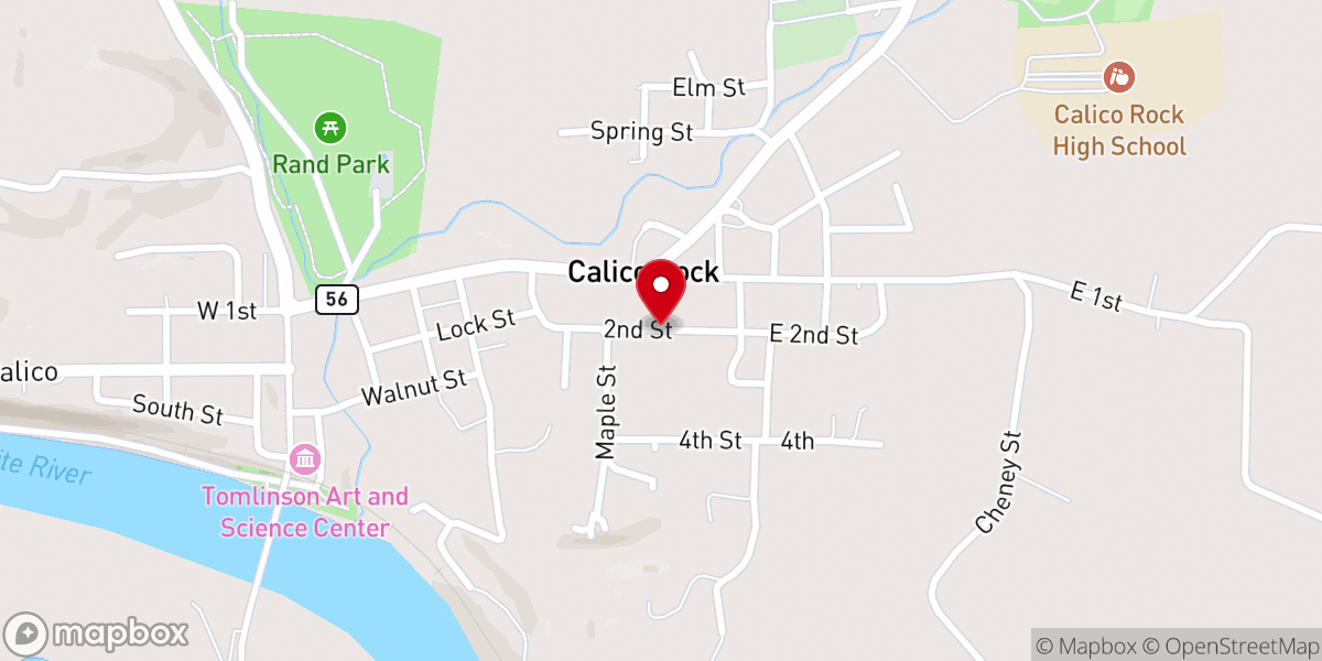 Map showing location of Calico Rock Home Economics Building