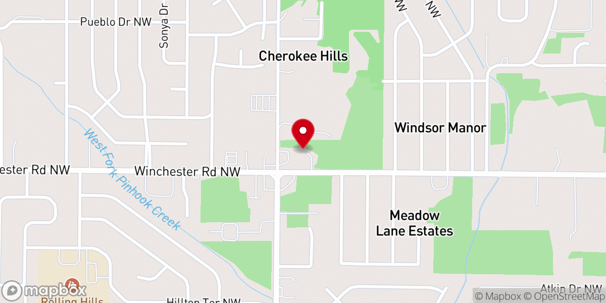 Map showing location of North Huntsville Baptist Church