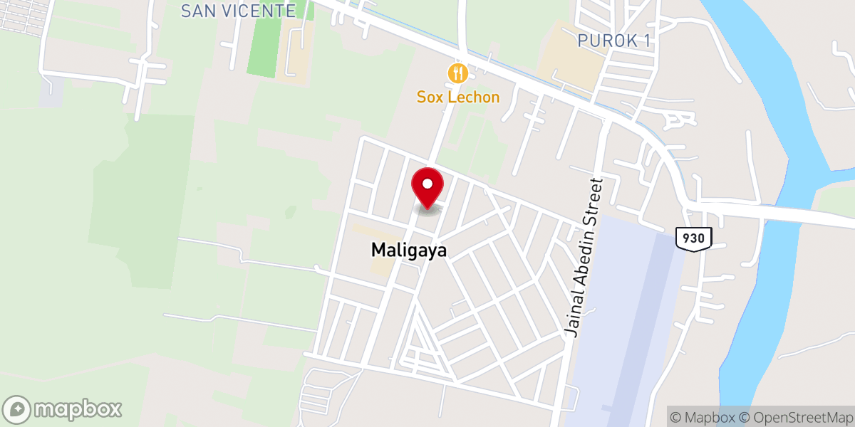 Map showing location of Buayan Southern Baptist Church
