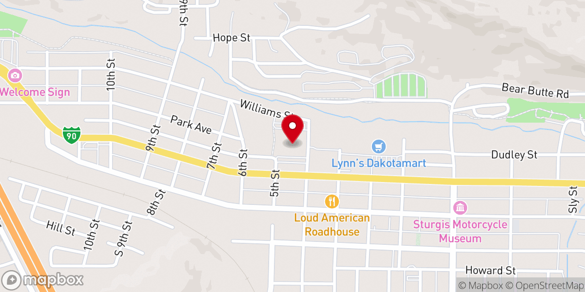 Map showing location of Sturgis Community Center