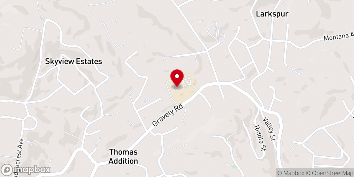 Map showing location of Gravelly Baptist Church
