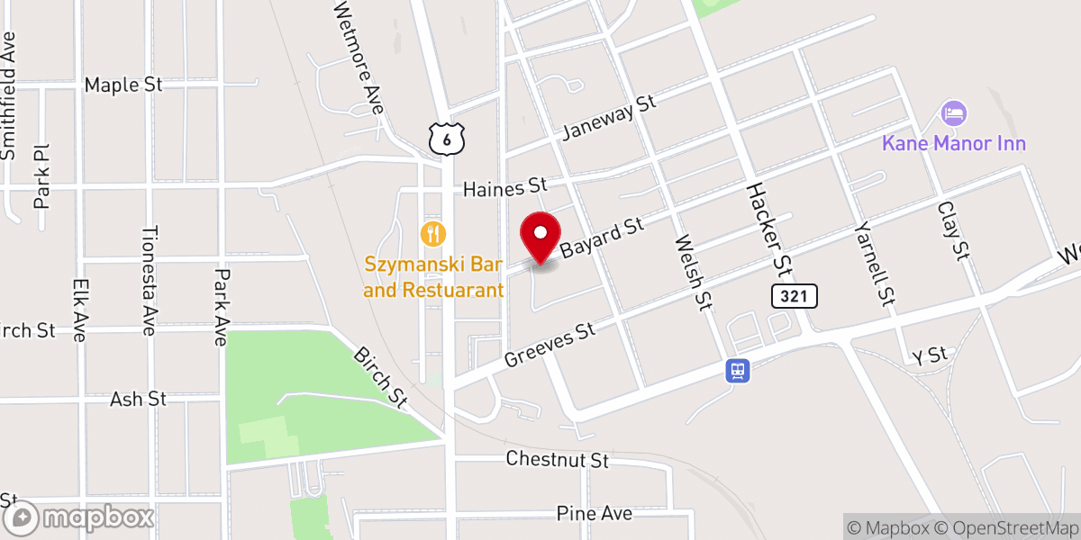 Map showing location of Kane Mennonite Church