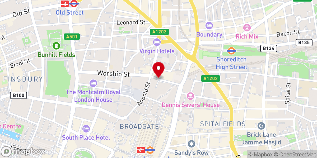 Map showing location of Immersive Gamebox - Shoreditch, London