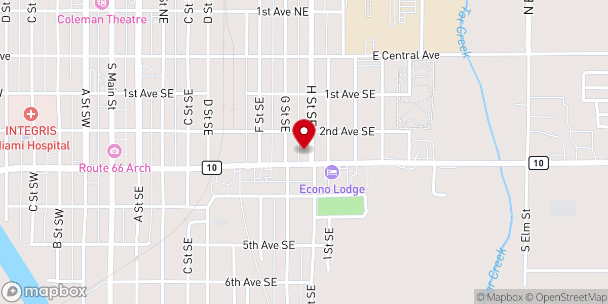 Map showing location of Immanuel Baptist Church