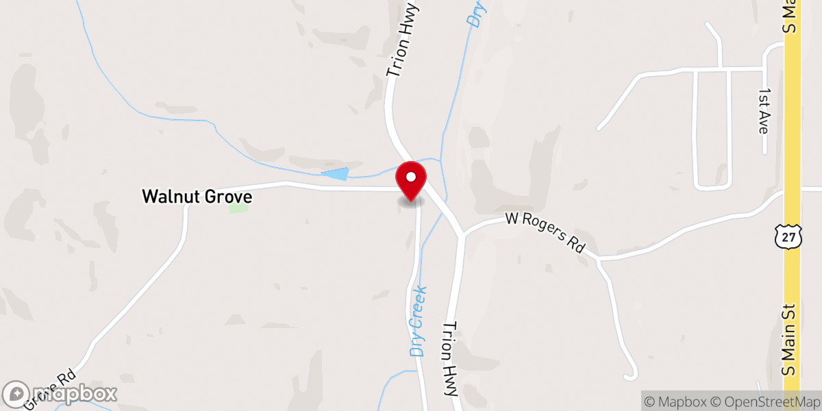 Map showing location of Walnut Grove Baptist Church