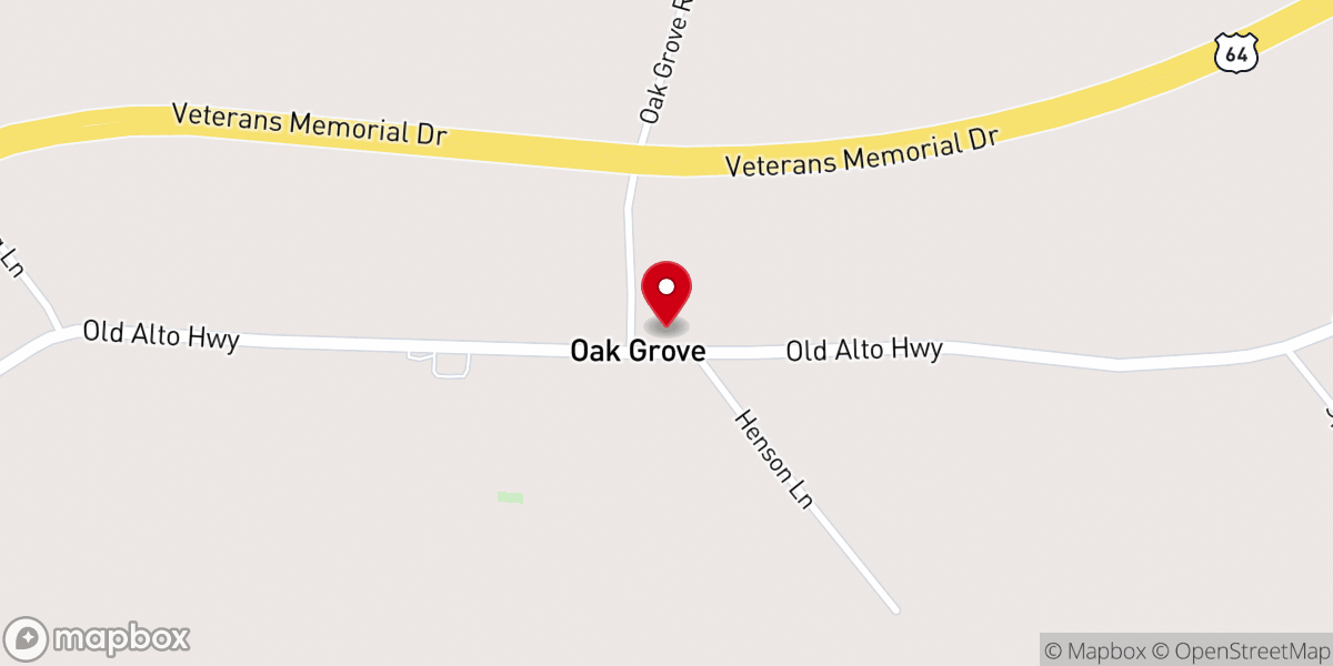 Map showing location of Oak Grove Church of Christ