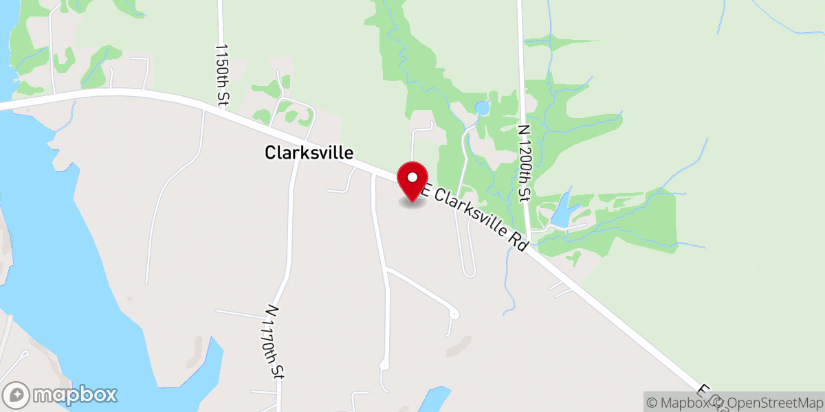 Map showing location of Clarksville Baptist Church