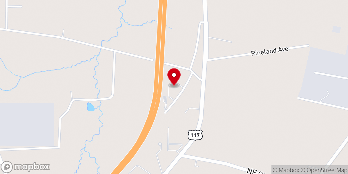 Map showing location of First Pentecostal Holiness Church of Mount Olive
