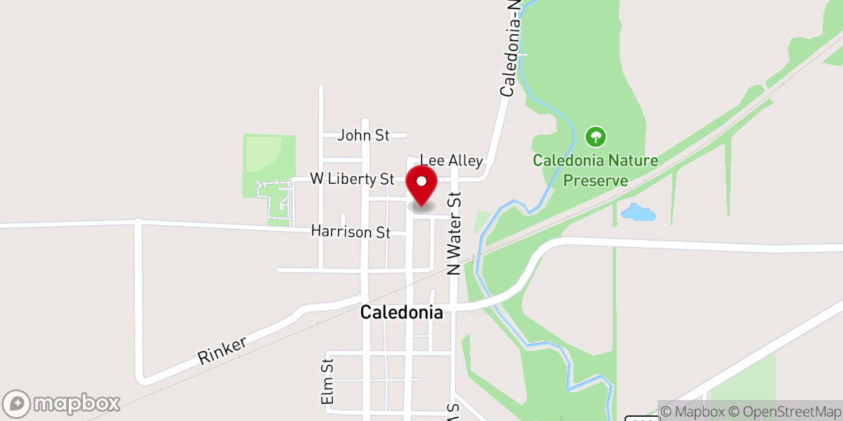 Map showing location of Caledonia Church of Christ