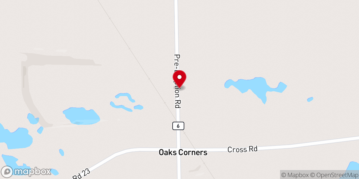 Map showing location of Oaks Corners Presbyterian Church