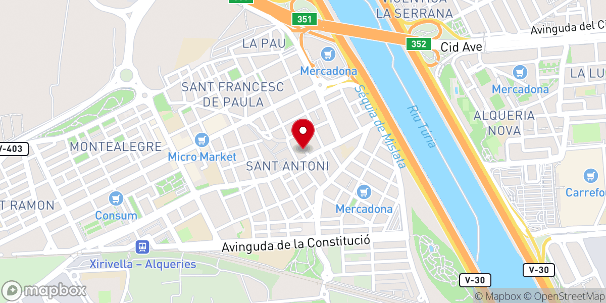 Map showing location of Iglesia de la Virgen de la Salud