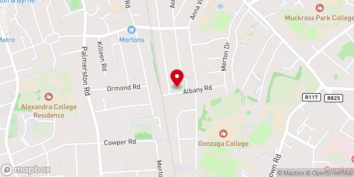 Map showing location of Church of the Holy Name