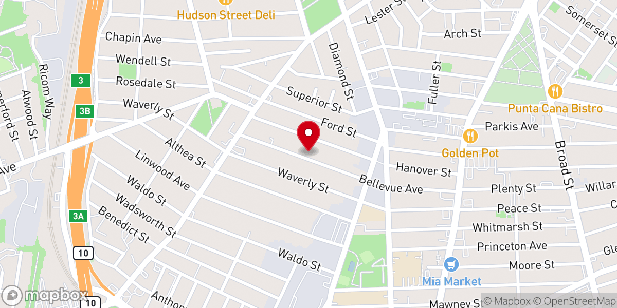 Map showing location of Allen African Methodist Episcopal Church