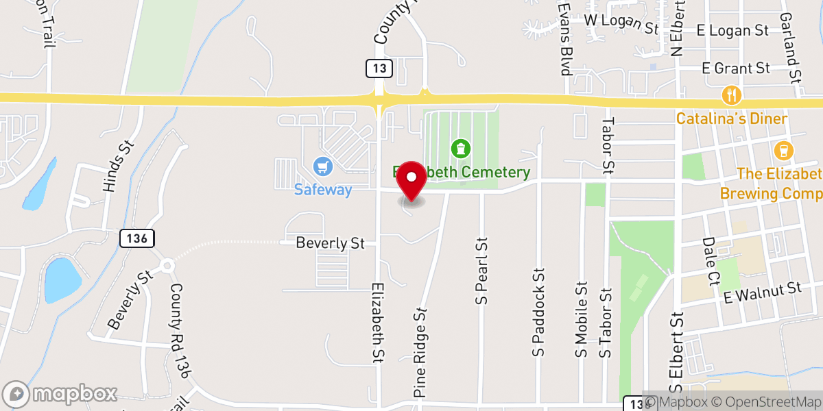 Map showing location of Elizabeth Bible Missionary Church