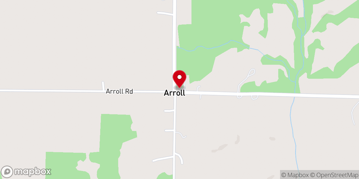 Map showing location of Arroll Church