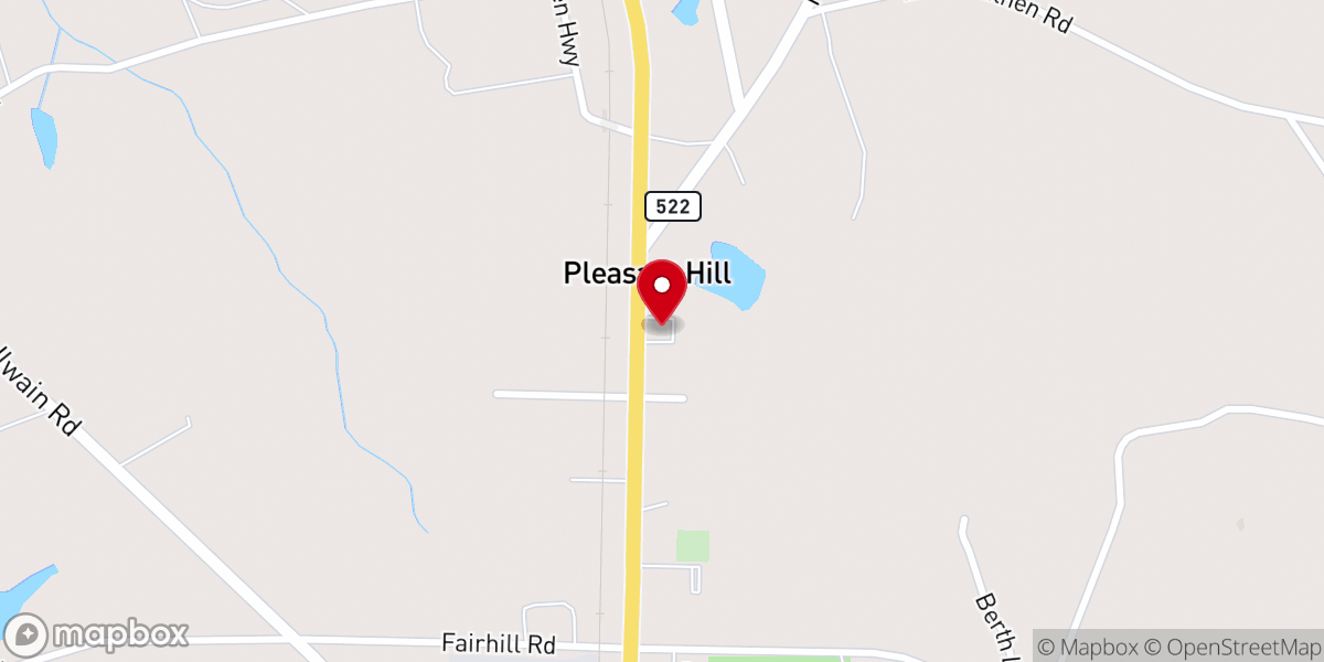 Map showing location of Pleasant Hill Baptist Church