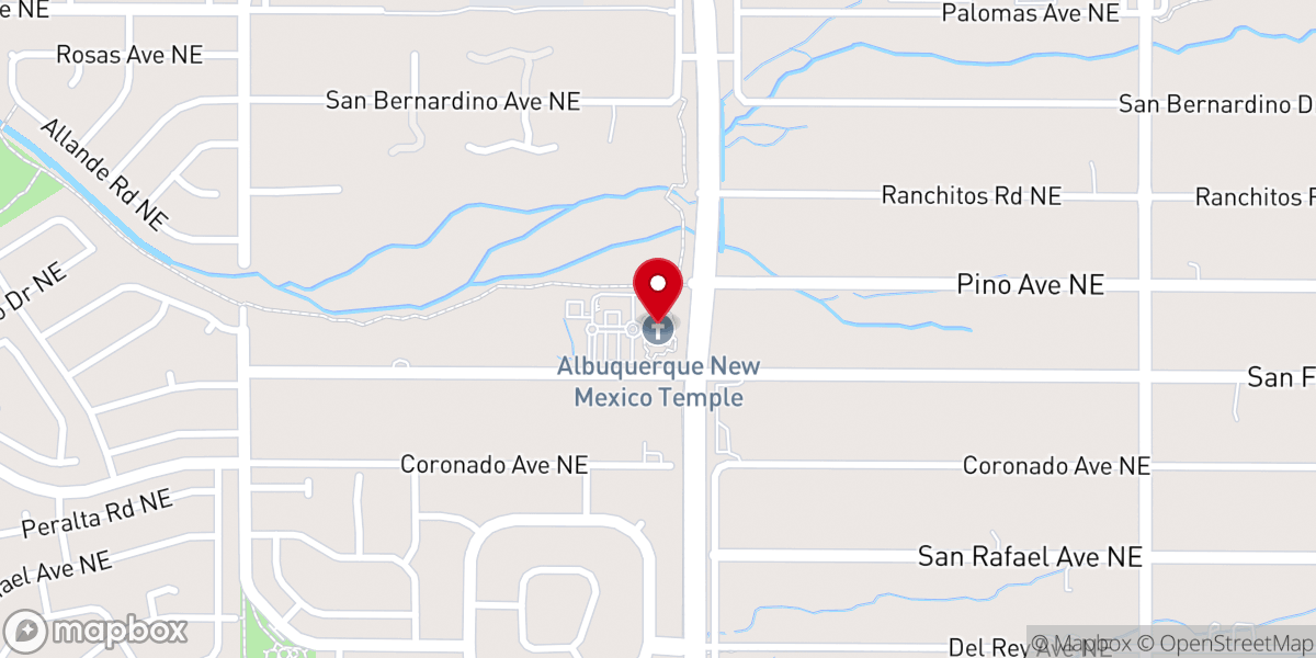 Map showing location of Albuquerque New Mexico Temple