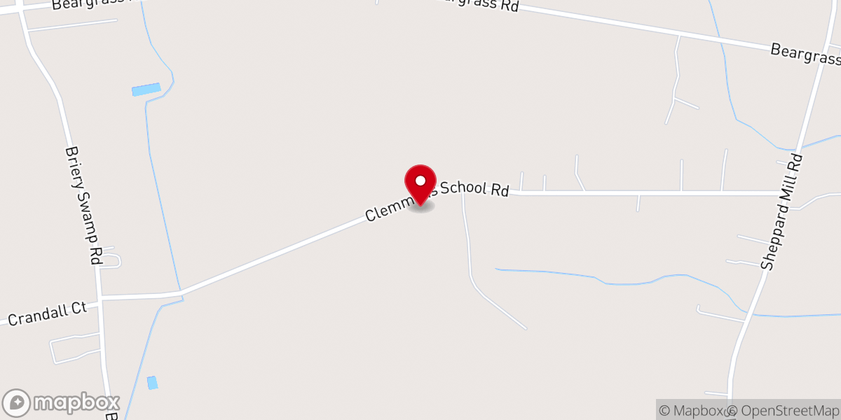 Map showing location of Clemons Grove Church