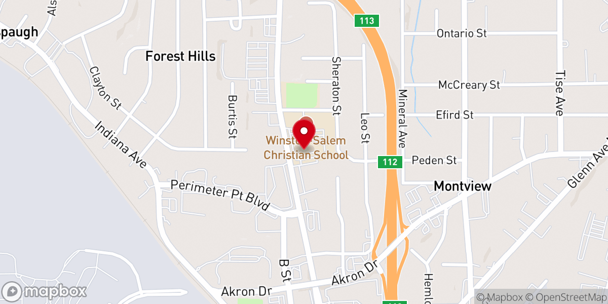Map showing location of Winston Salem Community Church