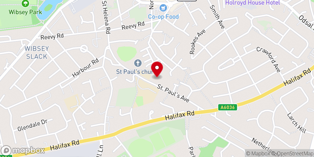 Map showing location of St Theresa & St Winefride RC Church