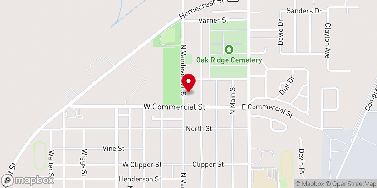 Map showing location of Northside Baptist Church Study