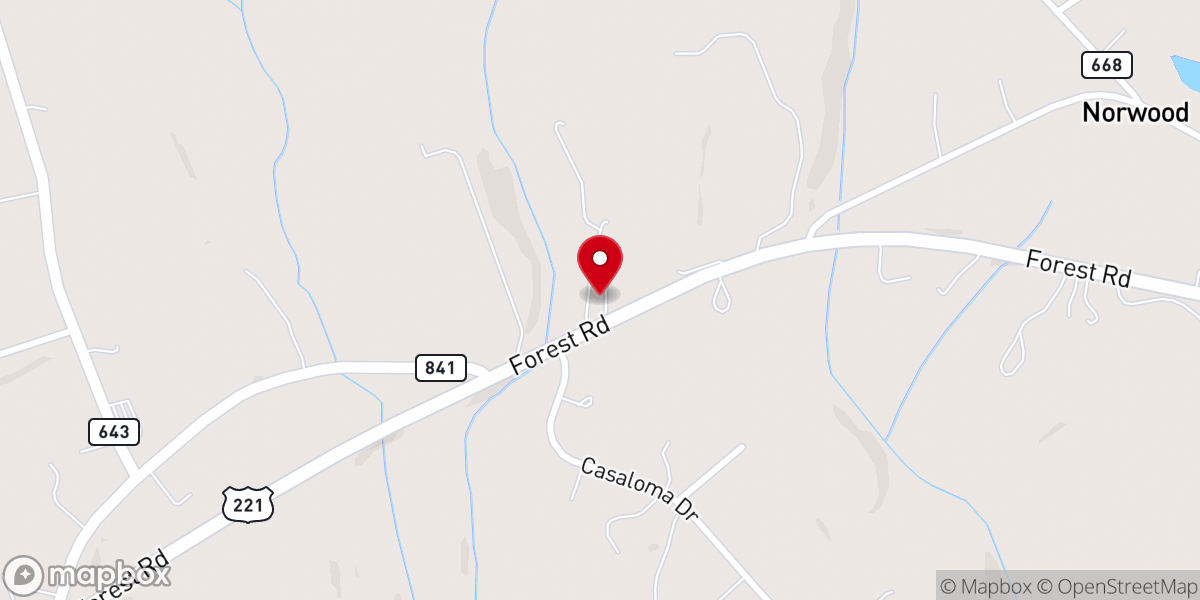 Map showing location of Norwood Baptist Church