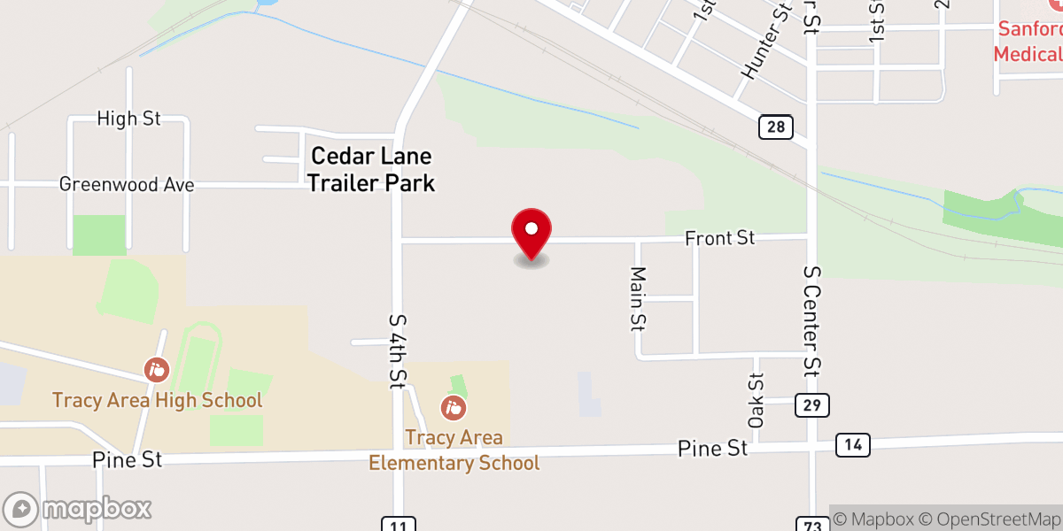 Map showing location of Tracy Bible Church