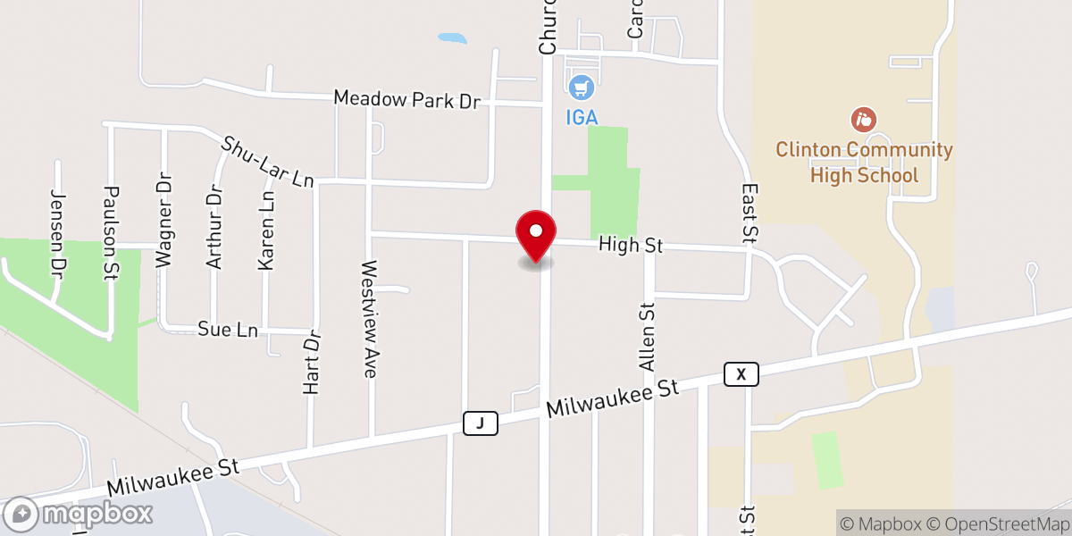 Map showing location of Clinton Bible Church