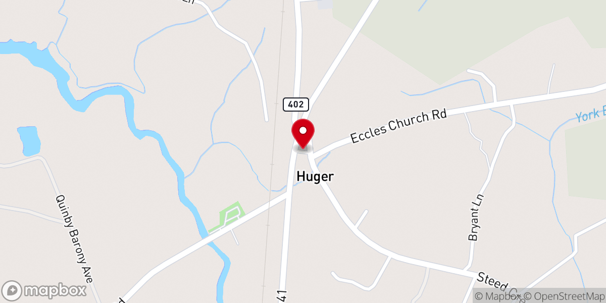 Map showing location of Huger