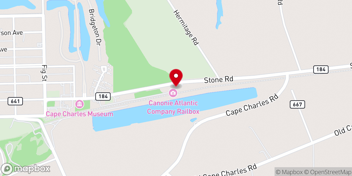 Map showing location of Cape Charles Brewing Company