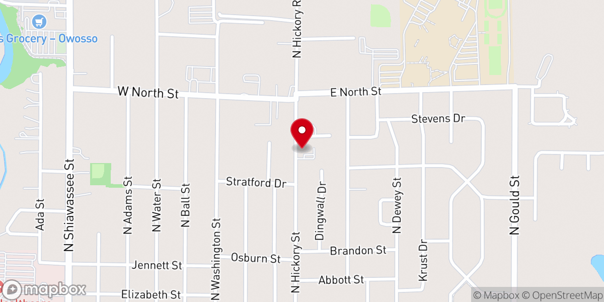 Map showing location of Owosso Seventh-day Adventist Church