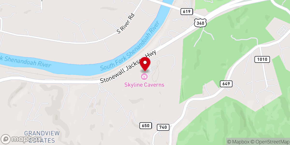 Map showing location of Skyline Caverns