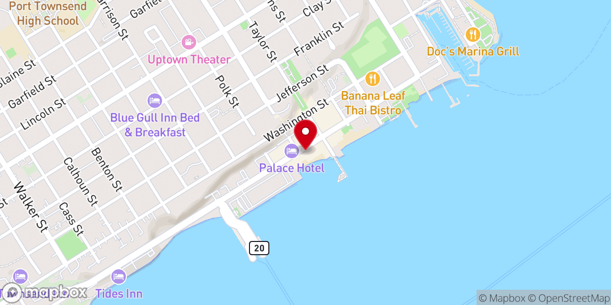 Map showing location of Waterfront Pizza