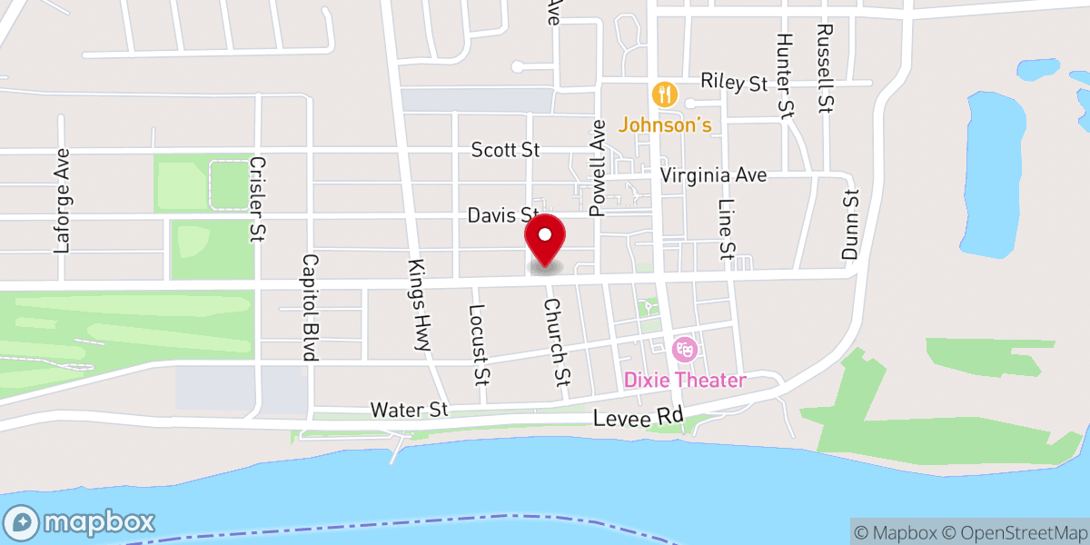 Map showing location of New Madrid United Methodist