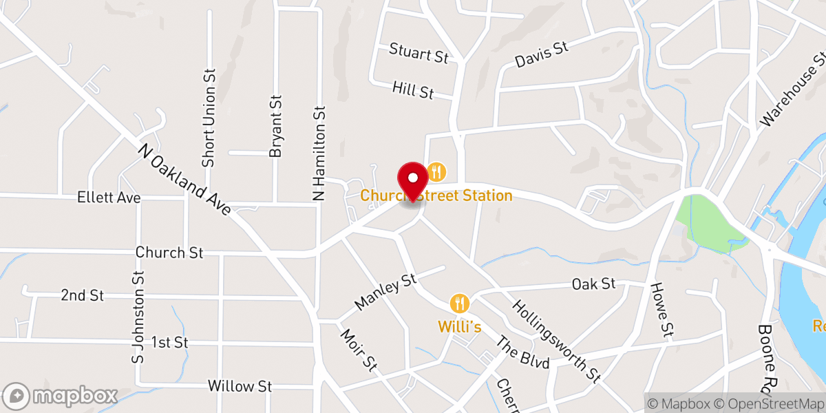 Map showing location of First Church of the Brethren