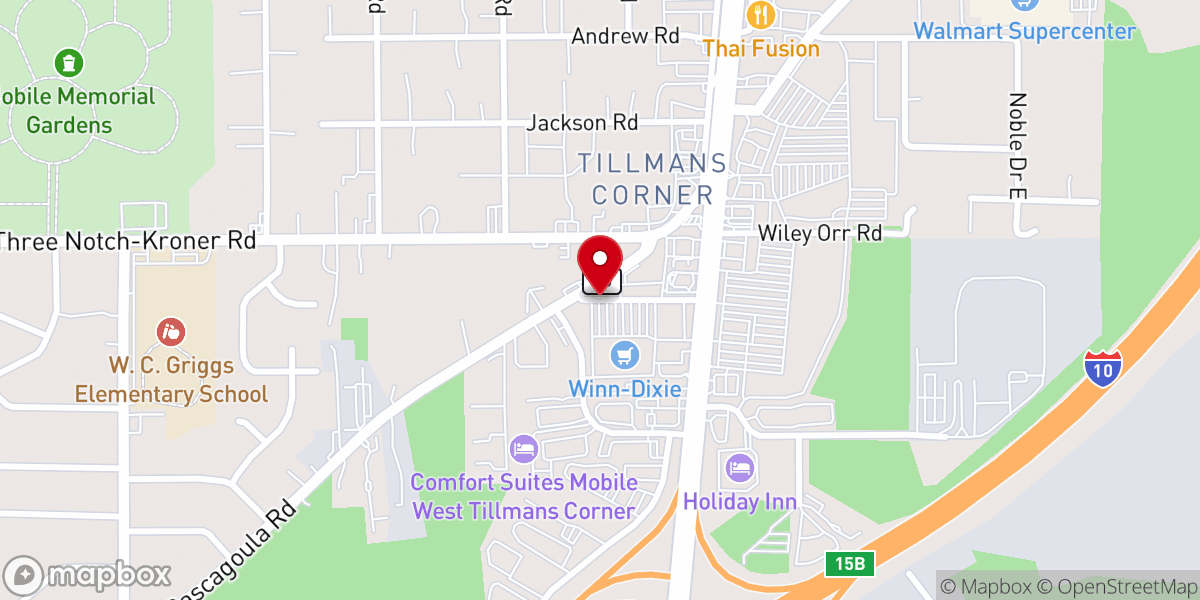 Map showing location of Tillman Corner Church of God