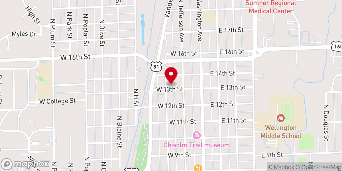 Map showing location of Wellington Church of Christ
