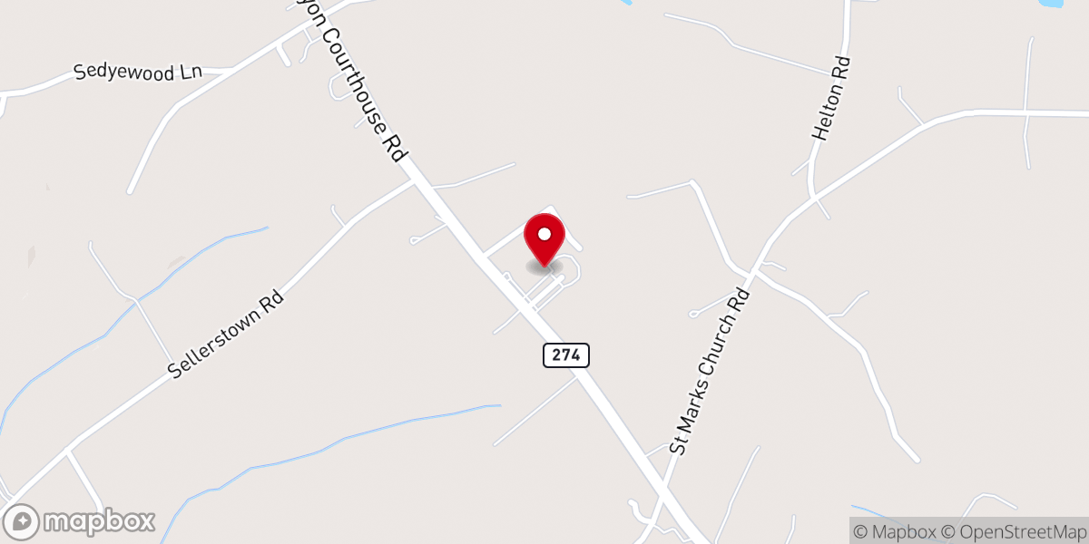 Map showing location of Shady Grove Baptist Church