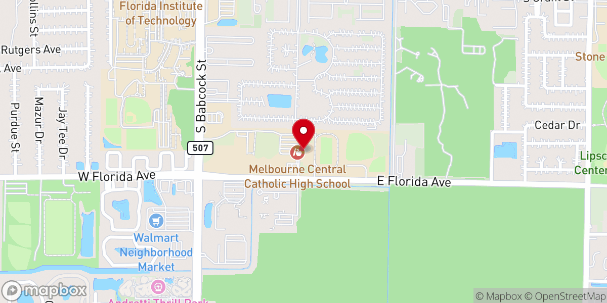 Map showing location of Melbourne Central Catholic High School